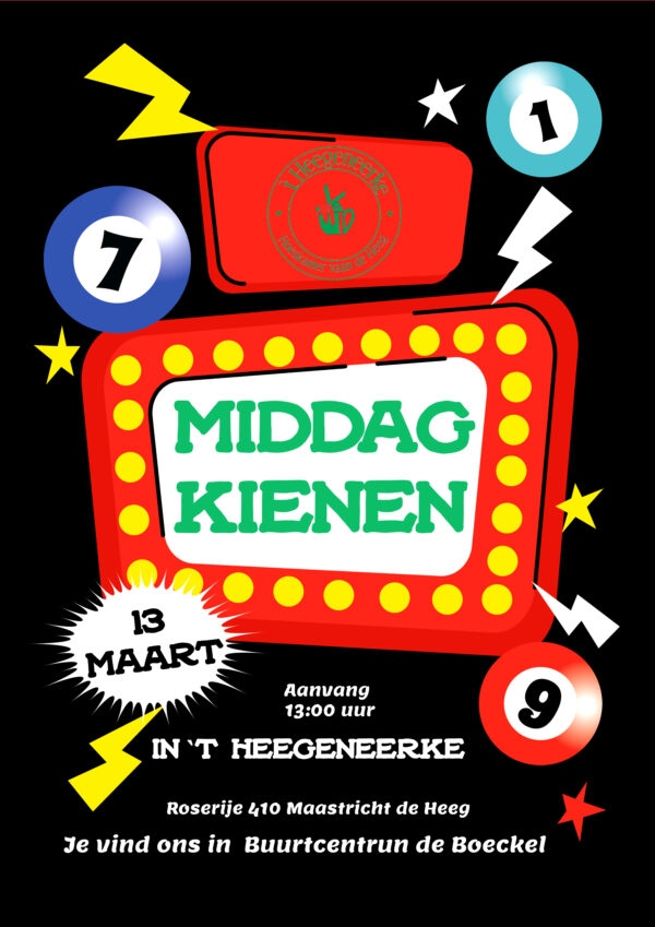 Middag kienen 13 Maart