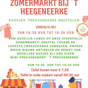 Zomermarkt 12 juli tafel huren